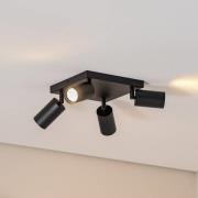 Loftspot Sado, sort, stål, justerbar, 4 lyskilder