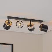 Suerte loftlampe, sort/guld, 4 lyskilder, tekstil, stål