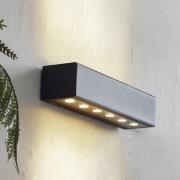 Lucande udendørs LED-væglampe Selim, længde 30 cm, sort