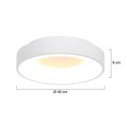 Ringlede LED loftlampe, 2.700 K, Ø 48 cm, hvid, metal