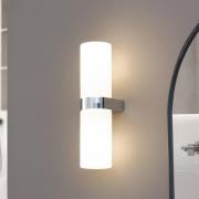 Lucande Basolo væglampe til badeværelset, krom, højde 31,5 cm, glas, I...