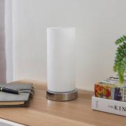 Lindby bordlampe Elianna, hvid/krom, glas, Ø 11 cm