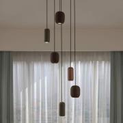 Lucande Narion hængelampe, sort/farvet, 6 lyskilder