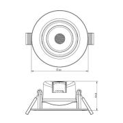 Forsænket loftlampe SMD-68-230V, 3.000K, Ø8,5cm, sort