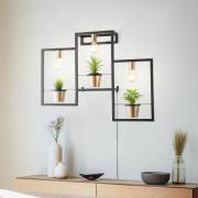 Flores væglampe, 3 lyskilder, sort/guld, med stik