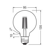 OSRAM LED-pære Globe G95 E27 5W Filament 2,700K