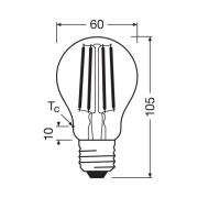 OSRAM LED glødepære E27 5W filament 2,700K 1055lm 2-pack