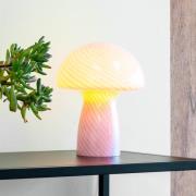 Dyberg Larsen Mushroom bordlampe, pink, højde 23 cm, glas