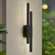 Lindby udendørs LED-væglampe Sakari, sort, aluminium, 59 cm høj