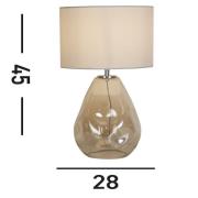 Devon bordlampe, hvid/creme, højde 44,5 cm, tekstil/glas