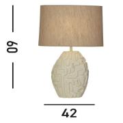 Adelaide bordlampe, creme, højde 59,5 cm, tekstil/harpiks