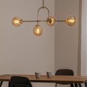 Portemo hængelampe, messing, længde 109 cm, 4 lyskilder, glas