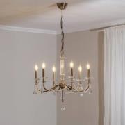 Lysekrone Adone, 6 lyskilder, messing, Ø 70 cm, krystalglas