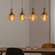 Sinka hængelampe, rav/antikt guld, 80 cm glas/metal 4flg.