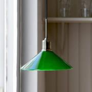 Hængelampe Vela, grøn/gammel messing, glas/jern Ø 25 cm stik