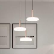 LED-hængelampe Celeste, hvid/brun, Ø 35 cm 3 lyskilder i glas dæmpbar