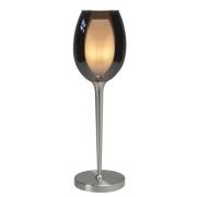 Belle bordlampe, røgfarvet grå/nikkel, højde 40 cm, glas