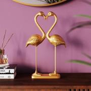KARE dekorationsfigur Flamingo Love, guldfarvet, højde 39 cm