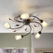 Loftlampe Liliana, 5 lyskilder, sort, rødguld, metal