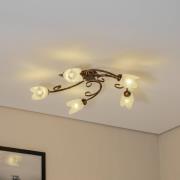 Odino loftlampe, 5 lyskilder, bronzefarvet, metal, glas
