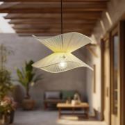 Lindby udendørs hængelampe Valdorin, beige, bomuld, Ø 40cm