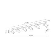Loftspot Top, sort, 127 cm, 6 lyskilder, metal, GU10