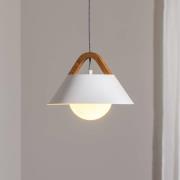 Funda hængelampe, brun/hvid, Ø 30 cm, stål/træ/glas