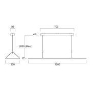 Sylvania LED-pendellampe Areum, 120 x 30 cm, 840, DALI
