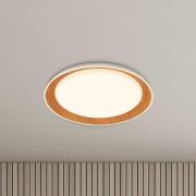 Ijus LED-loftlampe, hvid/træfarvet, Ø 43 cm, plast