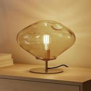 Lindby bordlampe Lelia, rav, glas, metal, Ø 35 cm