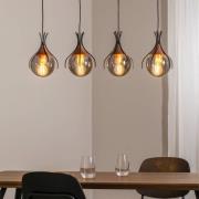 Hængelampe Sinka røggrå/antikt guld 80 cm glas/metal 4flg.