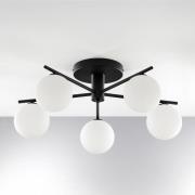 Prato loftlampe, sort/hvid, glas, 5 lyskilder