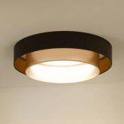 LED-loftlampe Luneta, fløjlsbrun/guld, Ø 60 cm, dæmpbar