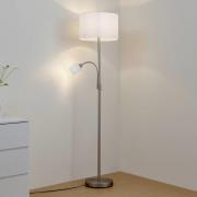 Lindby gulvlampe Jaileen, hvid, tekstil, 170 cm, læselampe