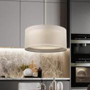 Duo Den Light hængelampe, beige, Ø 50 cm, hør, PVC