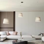 Ascot pendellampe, beige, stof, 3 lyskilder, decentral
