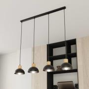 Seco pendellampe, længde 90 cm, sort, metal/træ, 4 lyskilder.