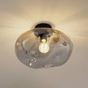 Lindby loftlampe Lelia, røggrå, glas, Ø 35 cm