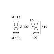 Stilnovo væglampe Megafono, sort, bredde 14 cm, 2 lyskilder.