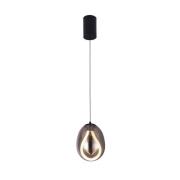 LED-hængelampe Melanie, Ø 16 cm, røggrå/sort, glas