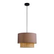 Hængelampe Rika, Ø 34 cm, grå/naturfarvet, stof/rattan