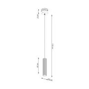 Carbon pendellampe, hvid, Ø 6 cm, aluminium