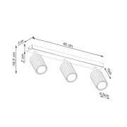 Loftspot carbon, sort, længde 45 cm, aluminium, 3 lyskilder.