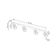 Carbon loftspot, sort, længde 81 cm, aluminium, 4 lyskilder.