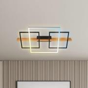 LED-loftlampe Cadre, CCT, 75 cm, sort, træ