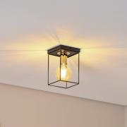 Loftlampe Vox, sort/guld, kantet, 1 lyskilde, stål