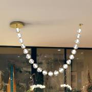 Zaria LED-hængelampe, 21-lys, guld, klar, metal, akryl