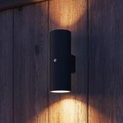 Calex udendørs væglampe Pavia GU10, op/ned, sort, sensor