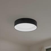LED-loftlampe Plafond, sort, stof, Ø 45 cm, 3-trins