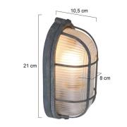 Loftlampe Lisanne, grå, oval, metal, glas, E27